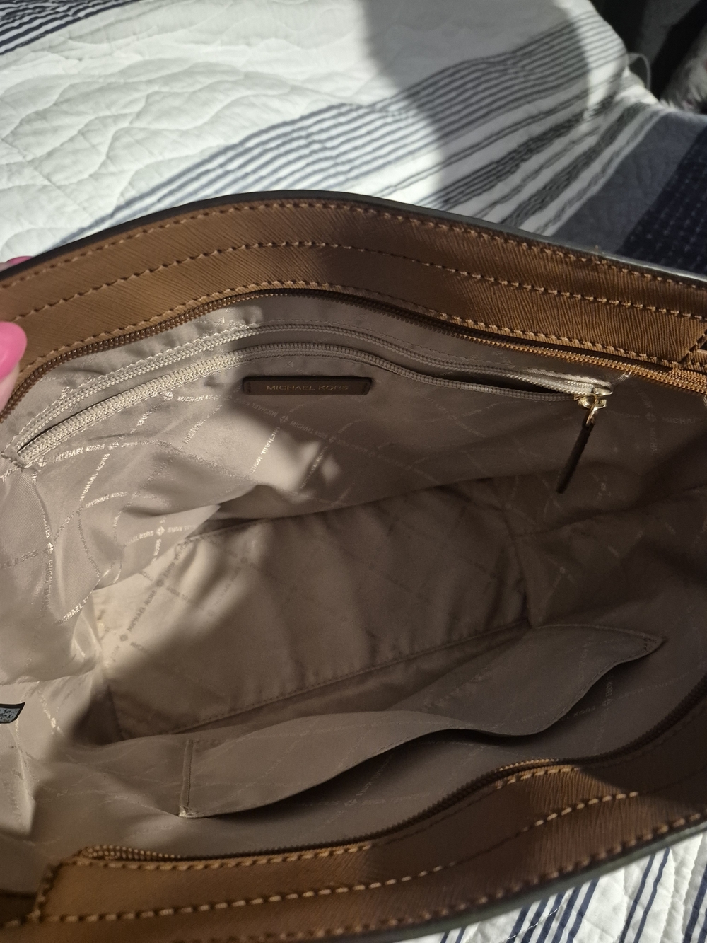 Michael Kors Brown Saffiano Leather Structured Tote - Picture 2 of 4
